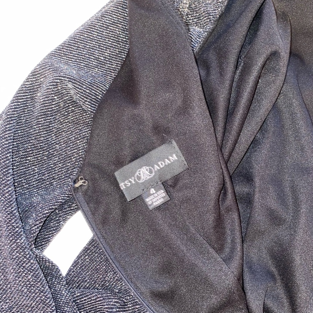 Glitter Accent Drape Sleeve Stretch Sheath Dress - Picture 2 of 4